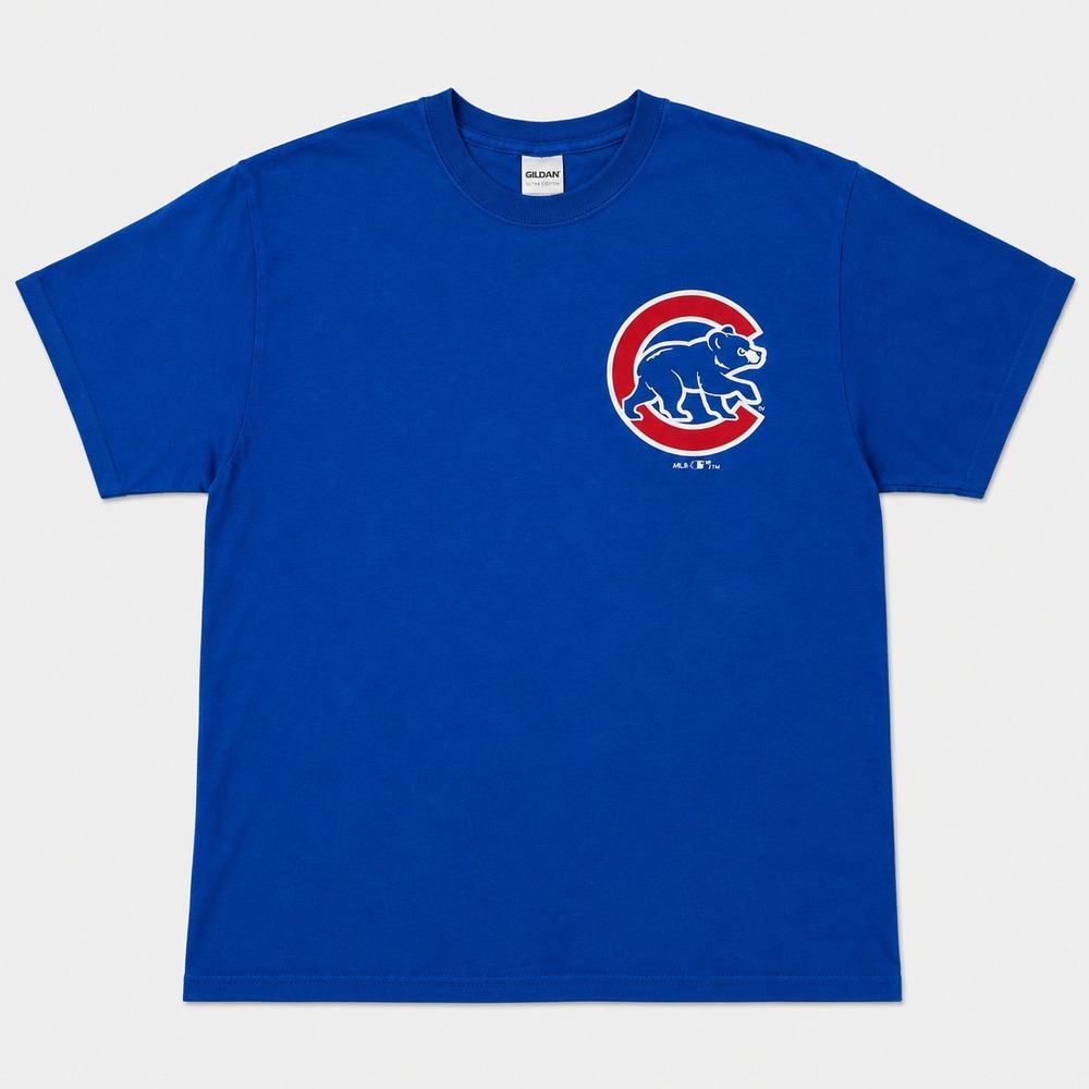 Chicago Cubs Majestic Mens 2XL Blue Logo T Shirt MLB Baseball Short Sleeve